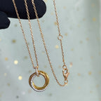 ??MIRA?¡¥TRINITY NECKLACE SILVER GOLD PINK GOLD DIAMONDS