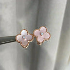 ??MIRA?¡¥CLOVER MEDIUM 1 MOTIFS  PINK MOP DIAMOND EARRINGS