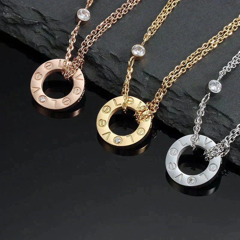 ??MIRA?¡¥LOVE NECKLACE 16MM 2 DIAMONDS