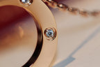 ??MIRA?¡¥LOVE NECKLACE 16MM 6 DIAMONDS PINK GOLD