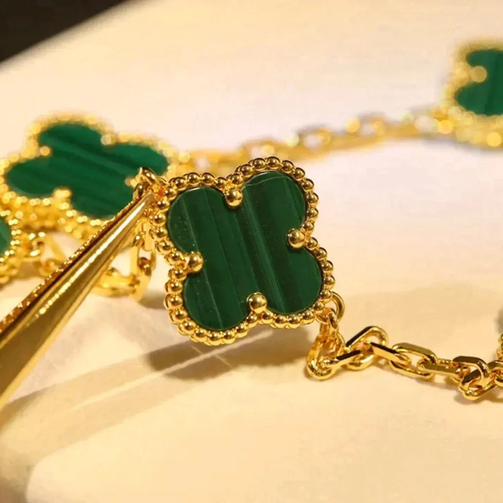 [MIRA]New  CLOVER 5 MOTIF MALACHITE BRACELET COLLECTION