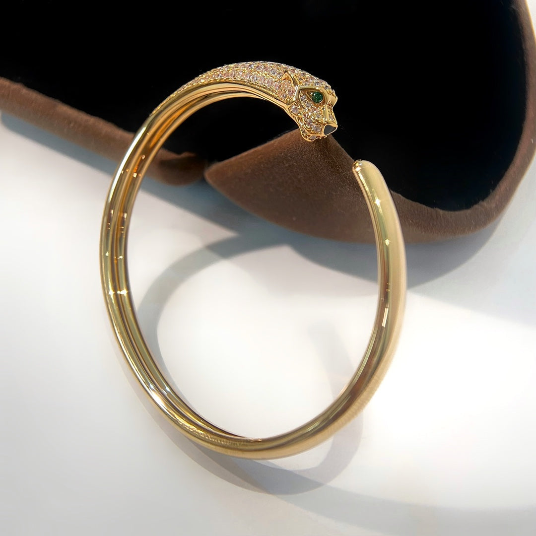 ??MIRA?¡¥PANTHERE GOLD DIAMOND OPEN BRACELET
