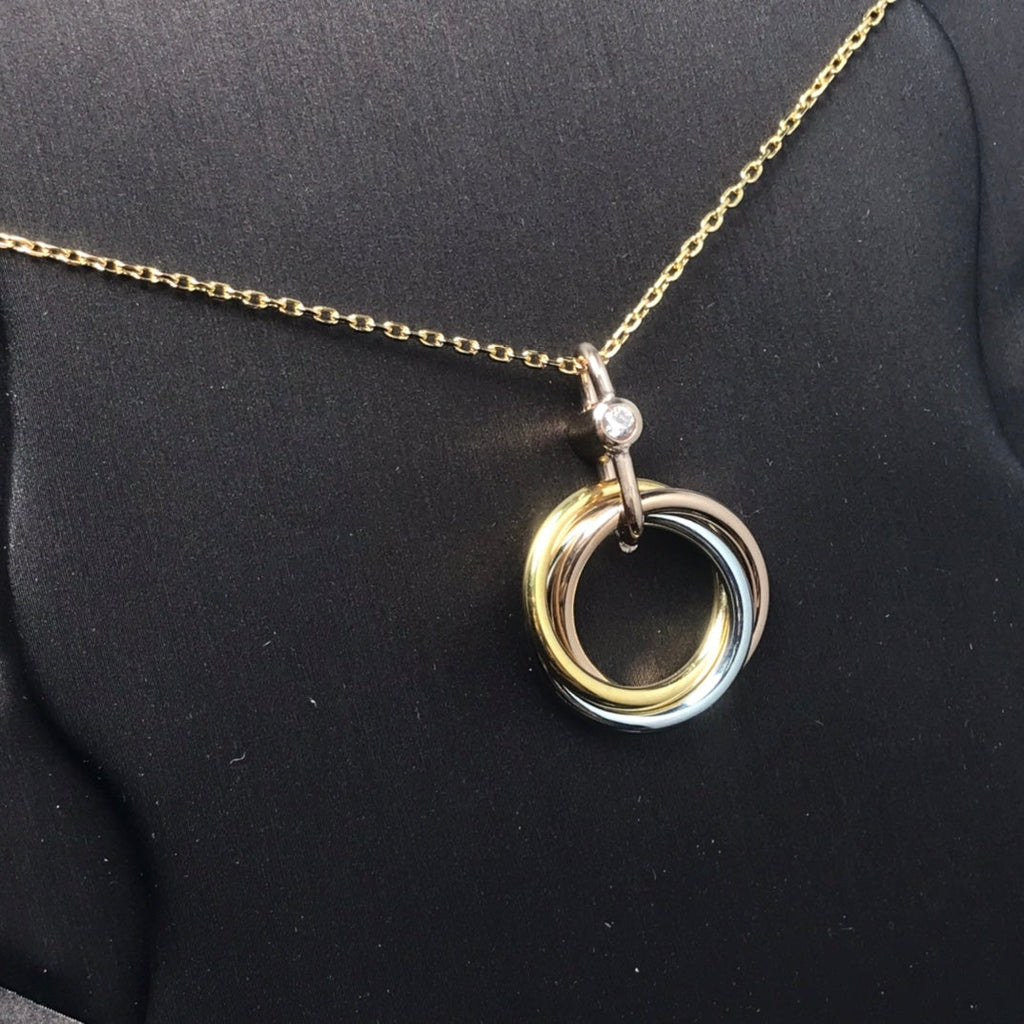 ??MIRA?¡¥TRINITY SILVER GOLD PINK GOLD NECKLACE