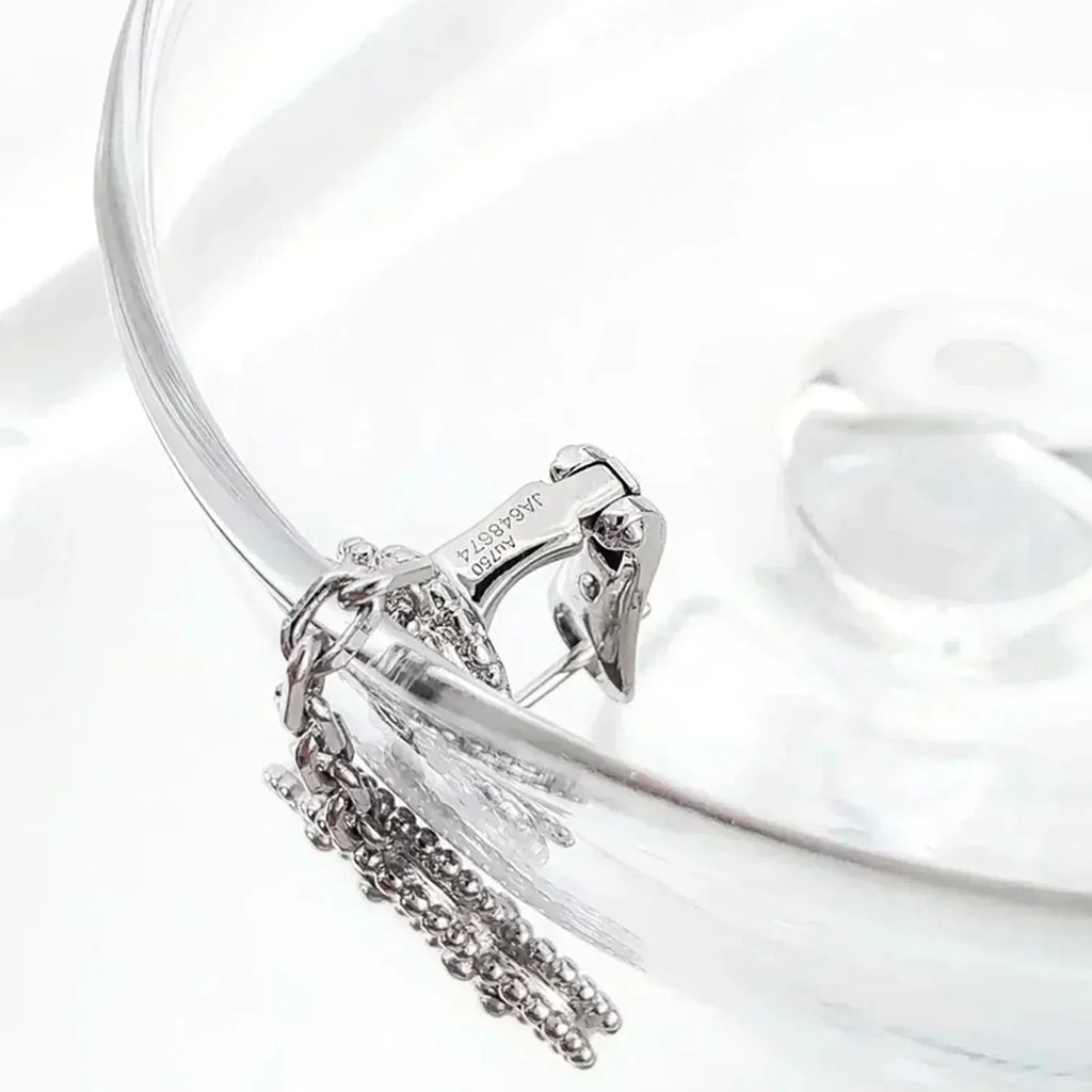 ??MIRA?¡¥CLOVER 2 MOTIFS  DIAMOND ONYX EARRINGS SILVER