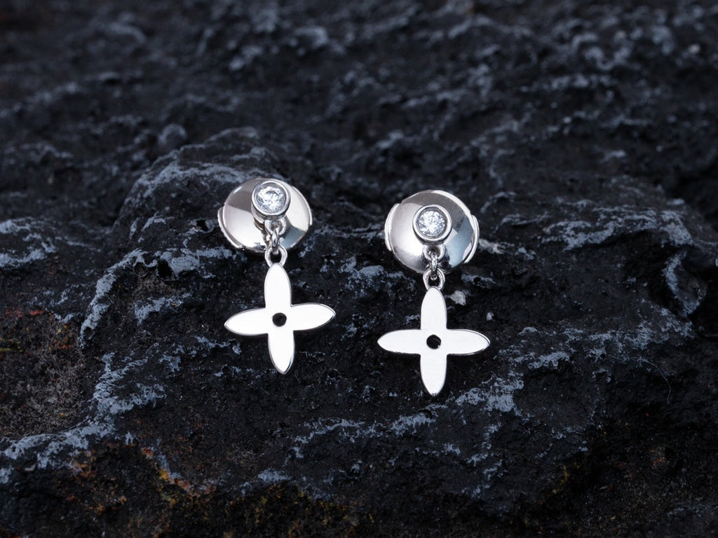 ??MIRA?¡¥VIDYLLE SILVER DIAMOND MINI DROP EARRINGS