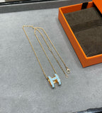 ??MIRA?¡¥POP H SKY BLUE NECKLACE