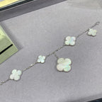 ??MIRA?¡¥CLOVER 5 MOTIF WHITE MOP SILVER BRACELET