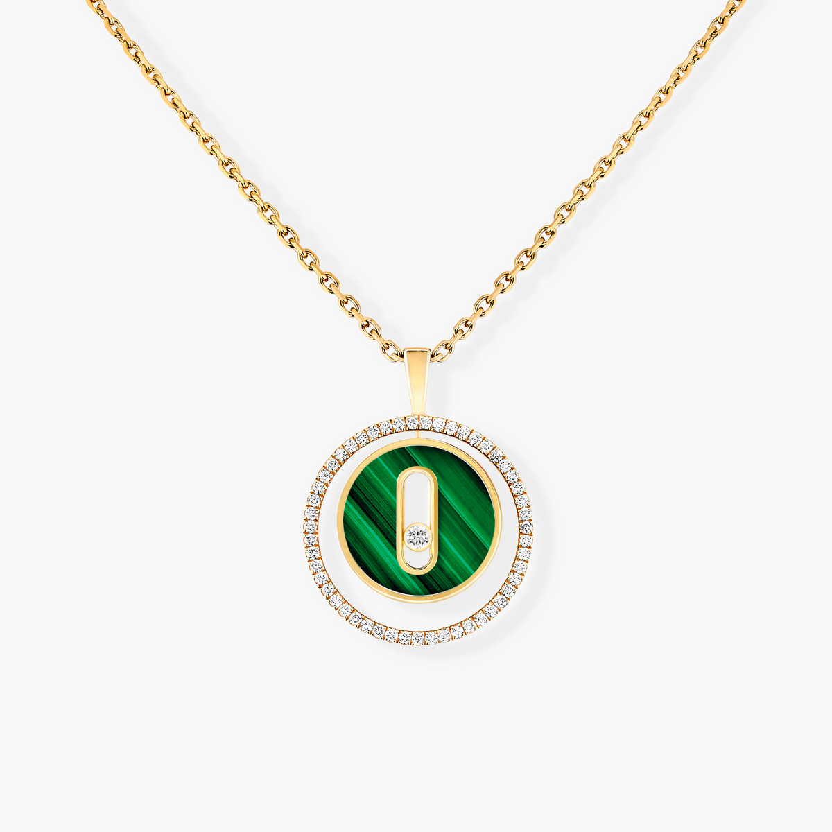 [MIRA]LUCKY MOVE 1 DIAMOND MALACHITE GOLD DIAMOND NECKLACE