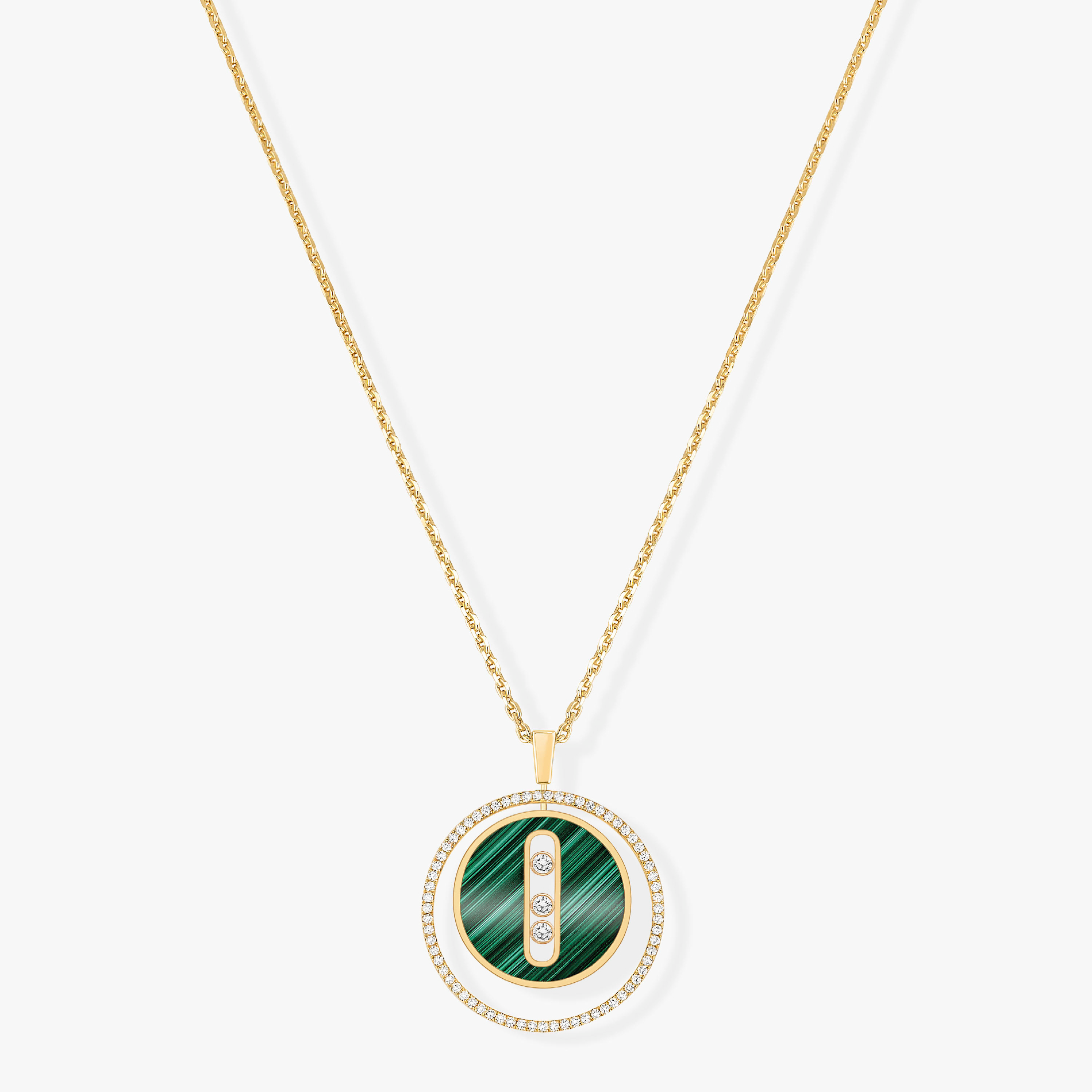[MIRA]  MOVE 3 DIAMOND MALACHITE GOLD DIAMOND NECKLACE