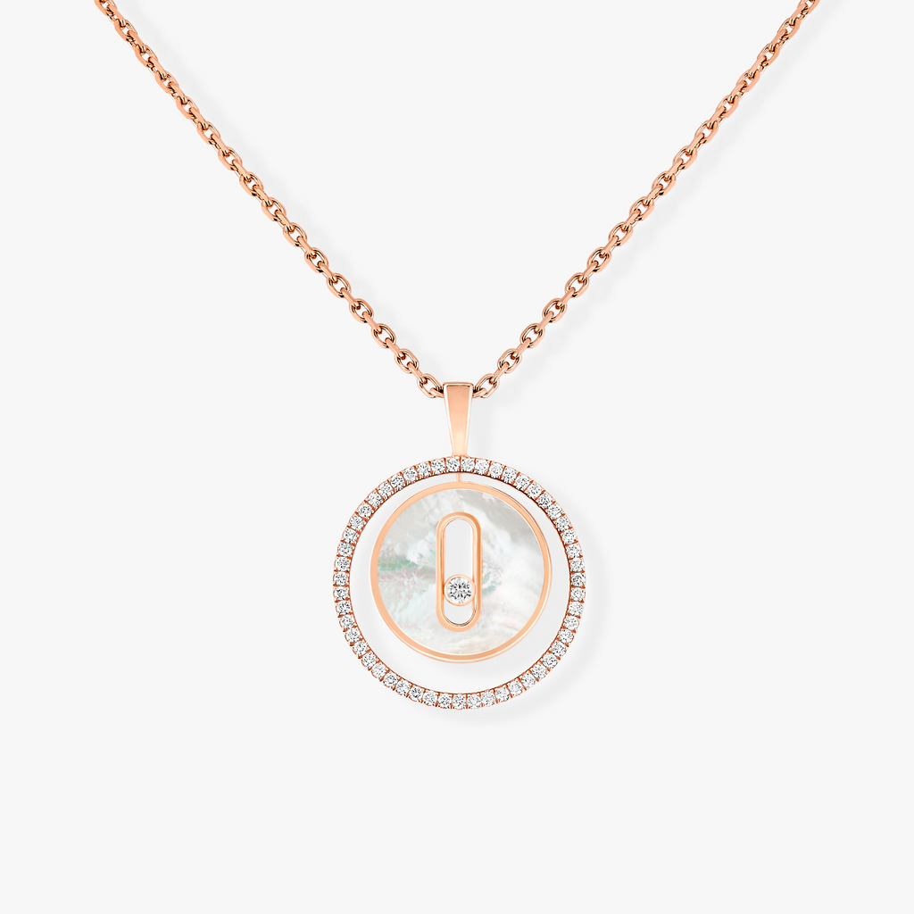 [MIRA]LUCKY MOVE 1 DIAMOND WHITE MOTHER OF PEARL PINK GOLD DIAMOND NECKLACE