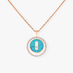 [MIRA]LUCKY MOVE 1 DIAMOND TURQUOISE PINK GOLD DIAMOND NECKLACE