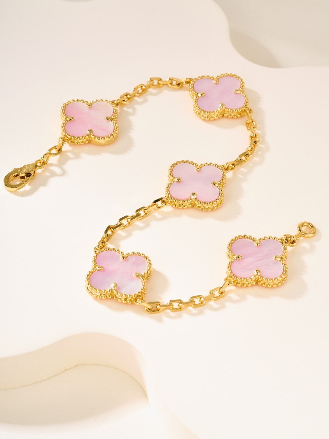 [MIRA]New  CLOVER 5 MOTIFS  PINK MOP BRACELET COLLECTION