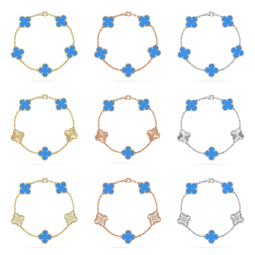 [MIRA]New CLOVER 5 MOTIF BLUE AGATE BRACELET COLLECTION