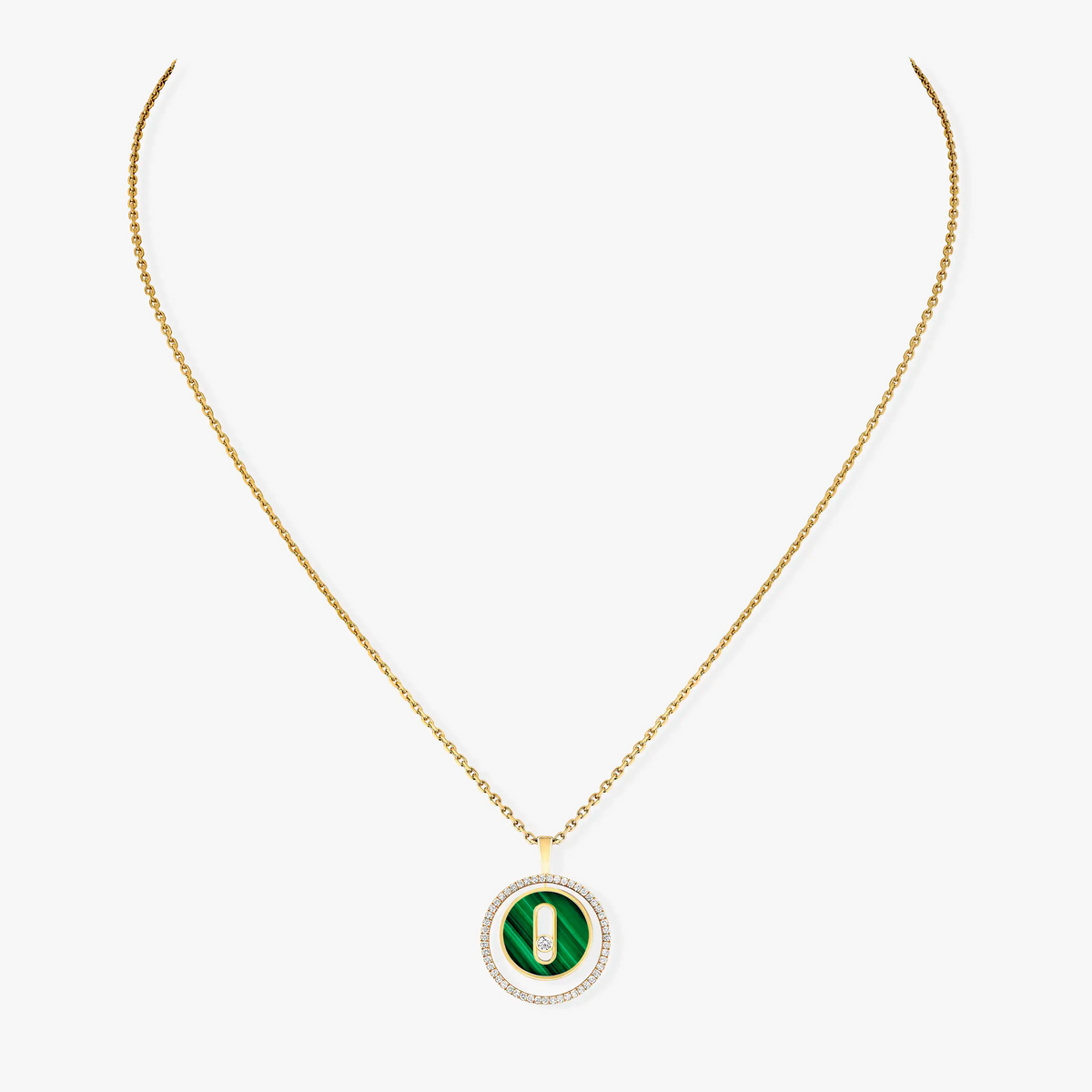 [MIRA]LUCKY MOVE 1 DIAMOND MALACHITE GOLD DIAMOND NECKLACE