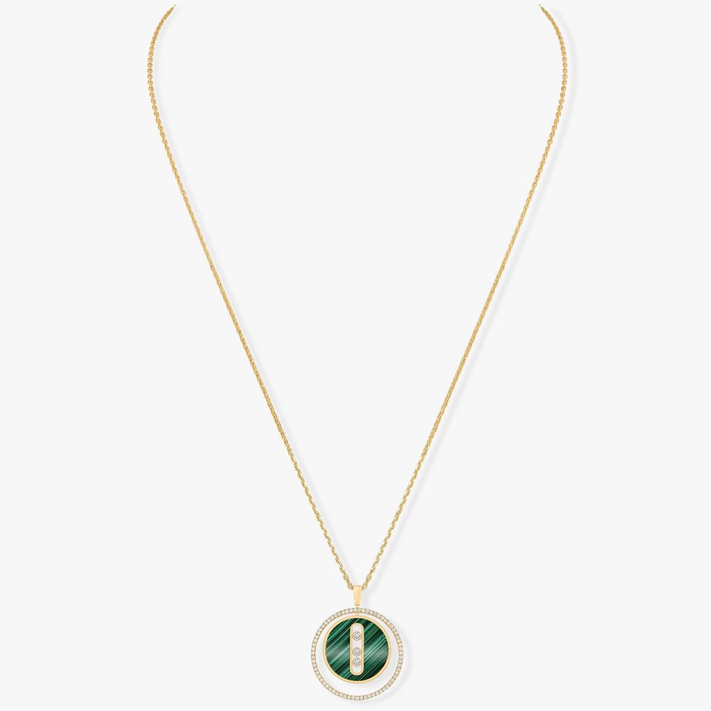 [MIRA]LUCKY MOVE 3 DIAMOND MALACHITE GOLD DIAMOND NECKLACE