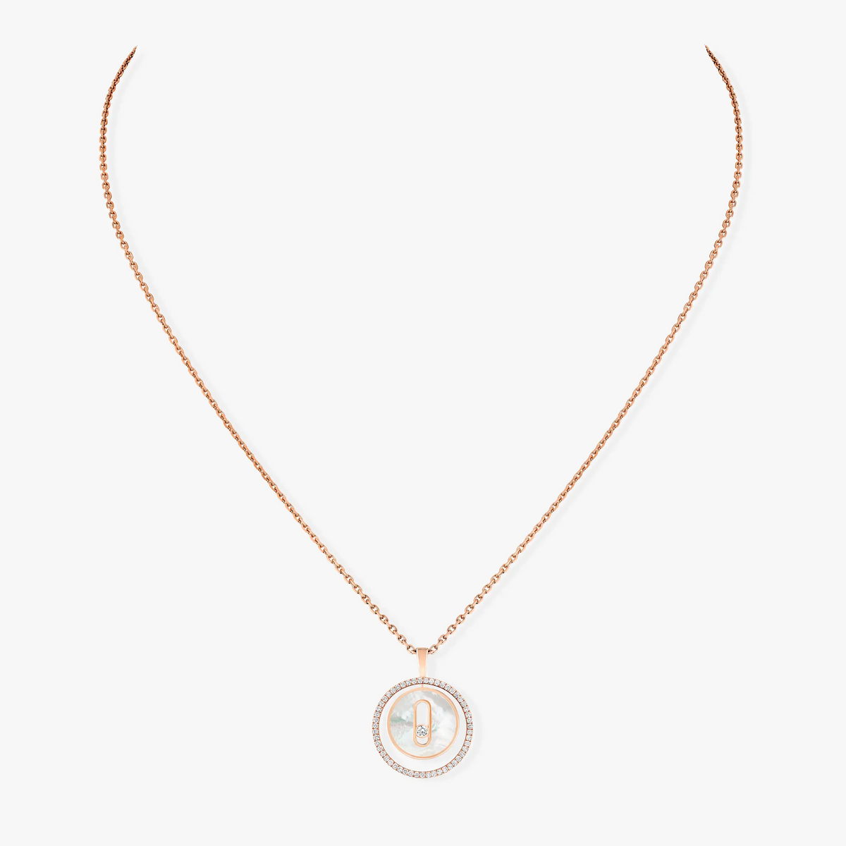 [MIRA]  MOVE 1 DIAMOND WHITE MOTHER OF PEARL PINK GOLD DIAMOND NECKLACE