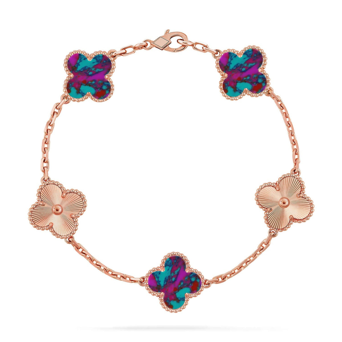 [MIRA]New CLOVER 5 MOTIF COLOR GEMSTONES BRACELET COLLECTION