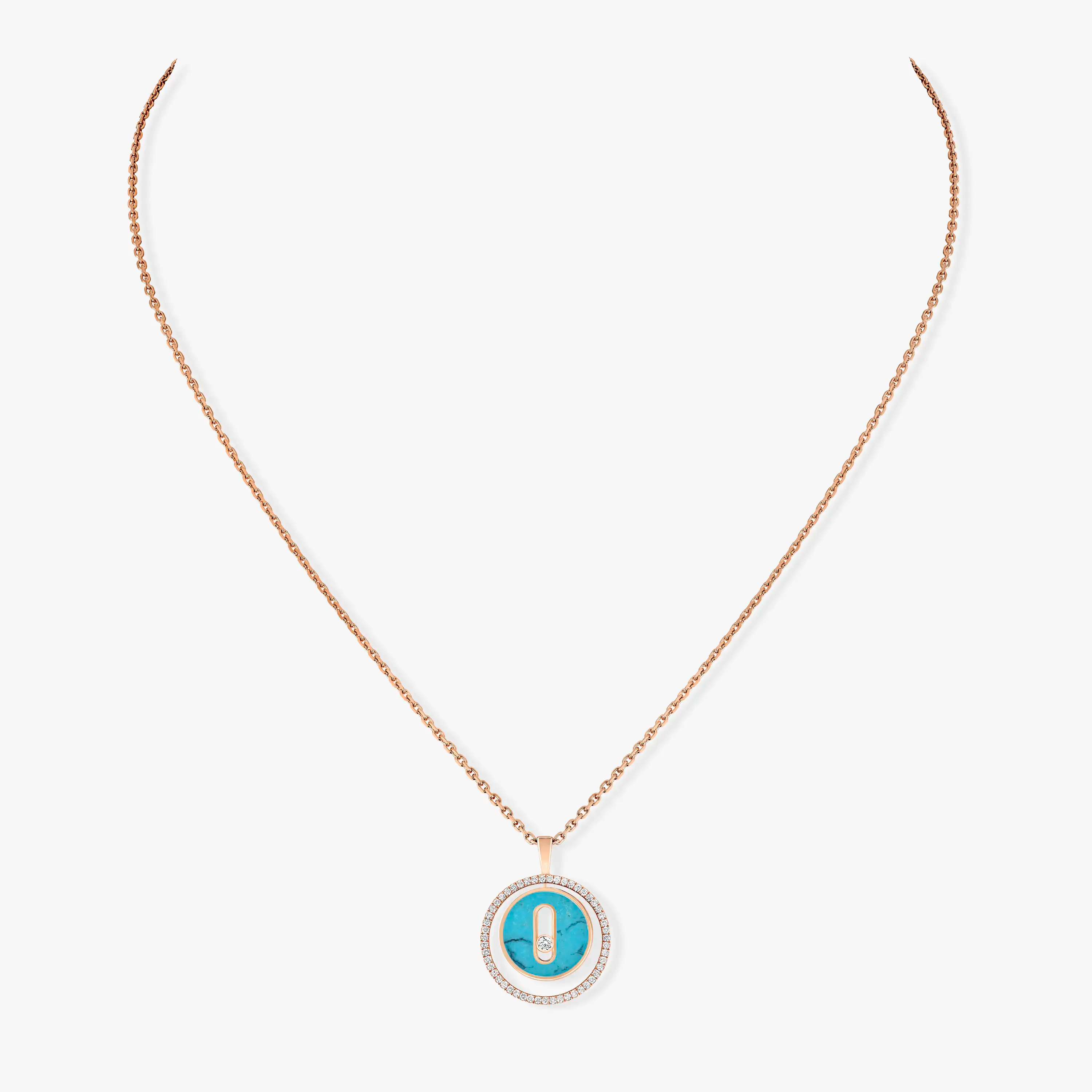 [MIRA]  MOVE 1 DIAMOND TURQUOISE PINK GOLD DIAMOND NECKLACE
