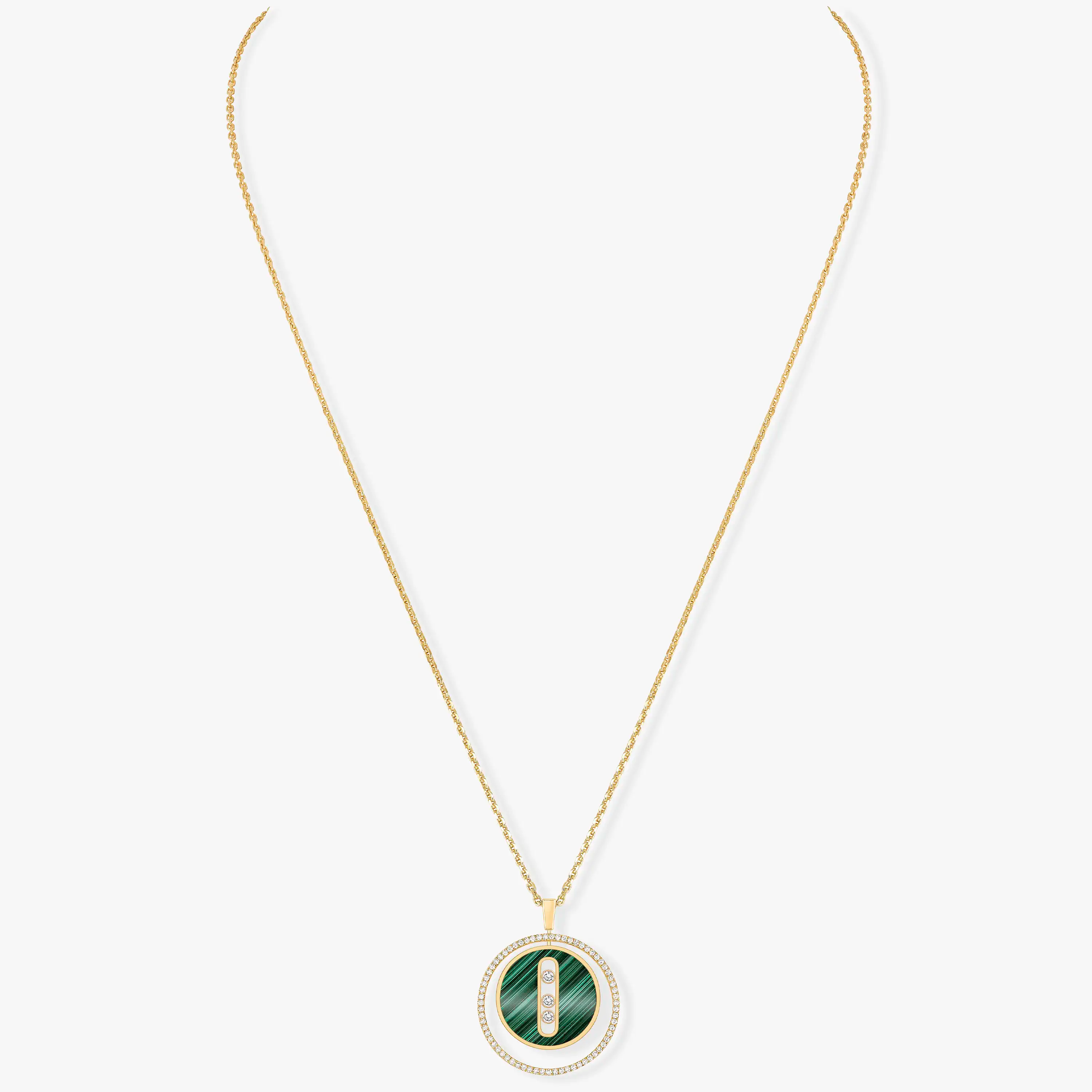 [MIRA]  MOVE 3 DIAMOND MALACHITE GOLD DIAMOND NECKLACE