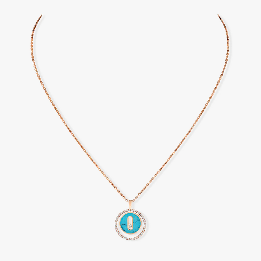 [MIRA]LUCKY MOVE 1 DIAMOND TURQUOISE PINK GOLD DIAMOND NECKLACE