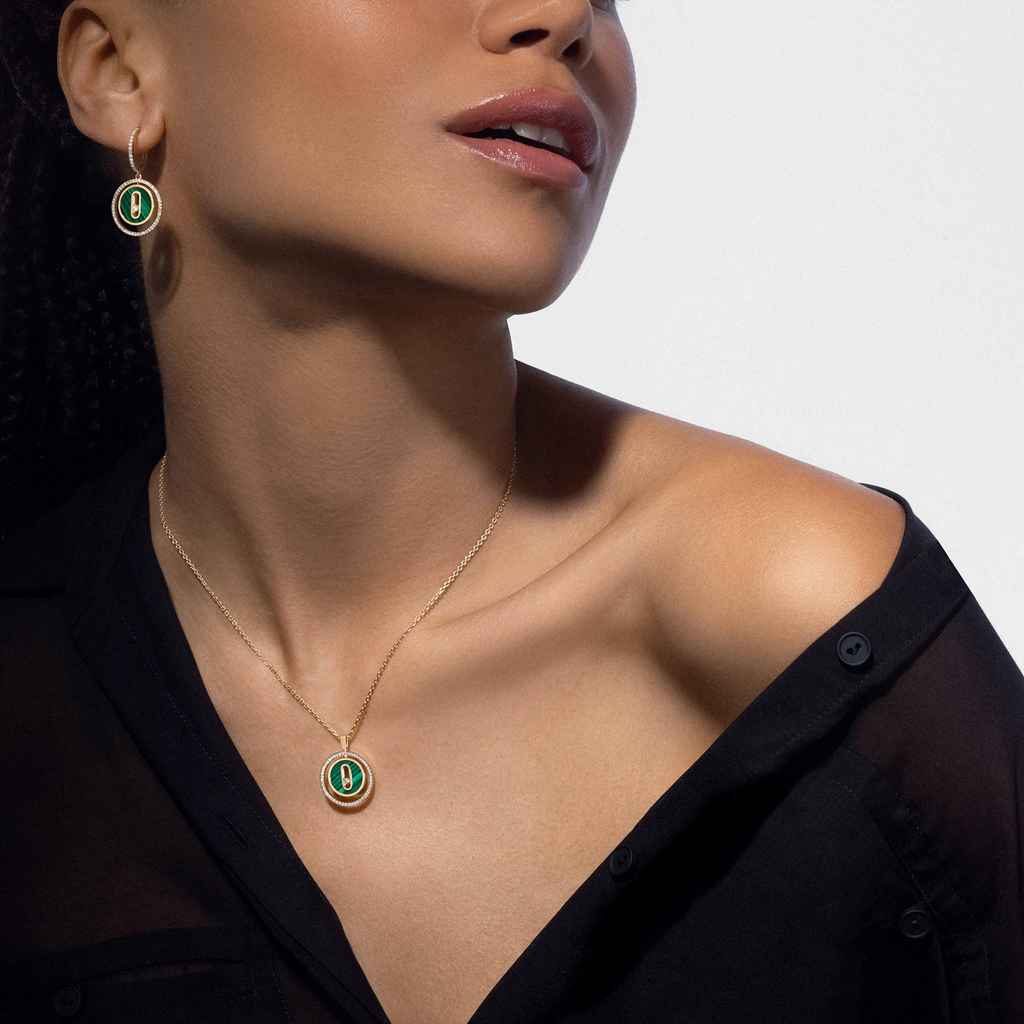 [MIRA]LUCKY MOVE 1 DIAMOND MALACHITE GOLD DIAMOND NECKLACE
