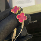 [MIRA] NEW CLOVER 15MM PINK ENAMEL STUD EARRINGS