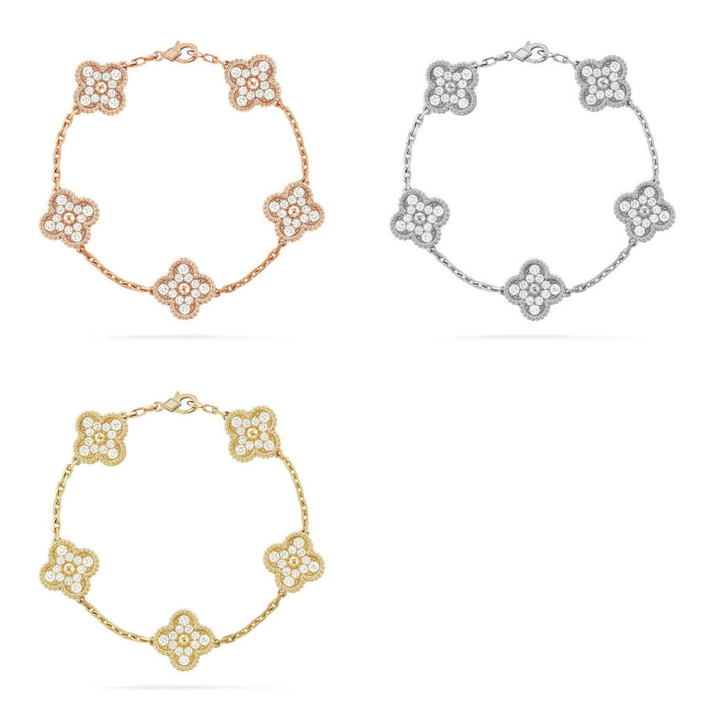 [MIRA] New  CLOVER 5 MOTIF FULL DIAMOND BRACELET COLLECTION
