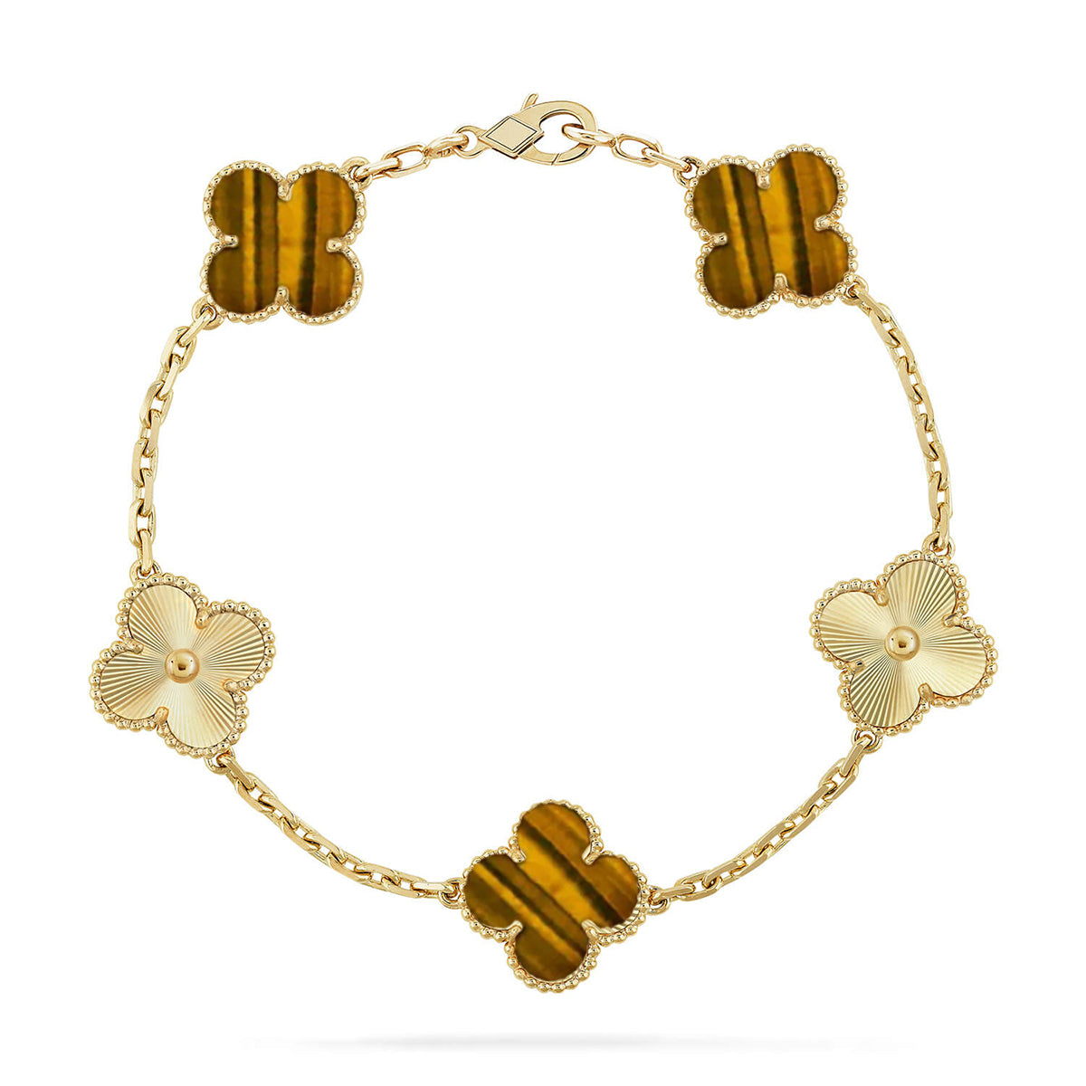 [MIRA]New  CLOVER 5 MOTIFS TIGER EYE BRACELET COLLECTION
