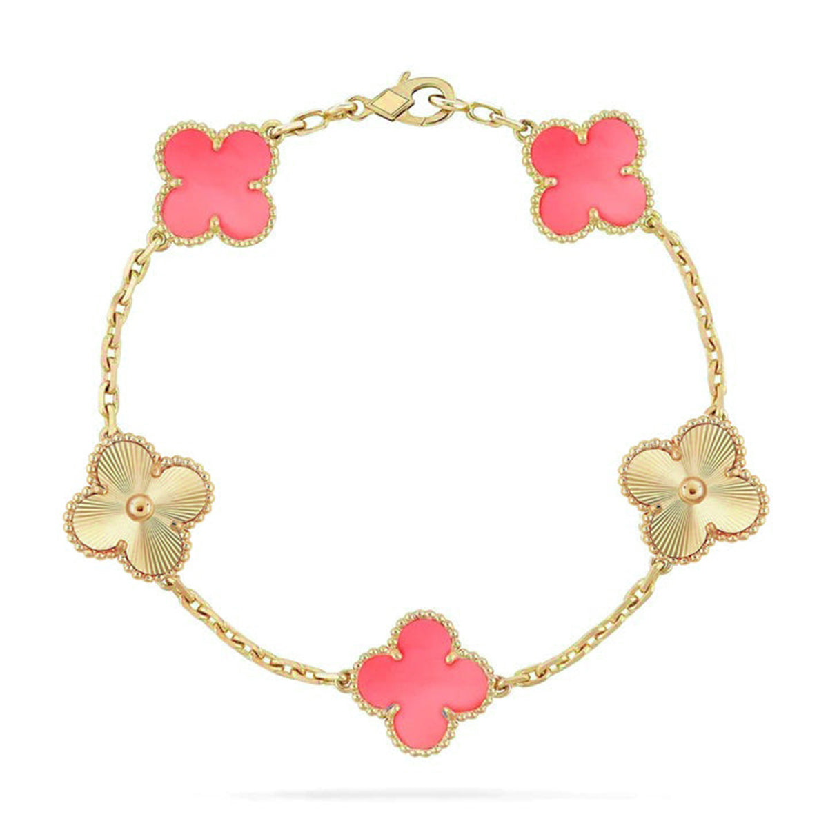 [MIRA]New  CLOVER 5 MOTIFS  PINK MOP BRACELET COLLECTION
