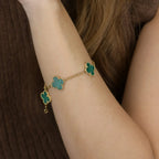 [MIRA]New  CLOVER 5 MOTIF MALACHITE BRACELET COLLECTION
