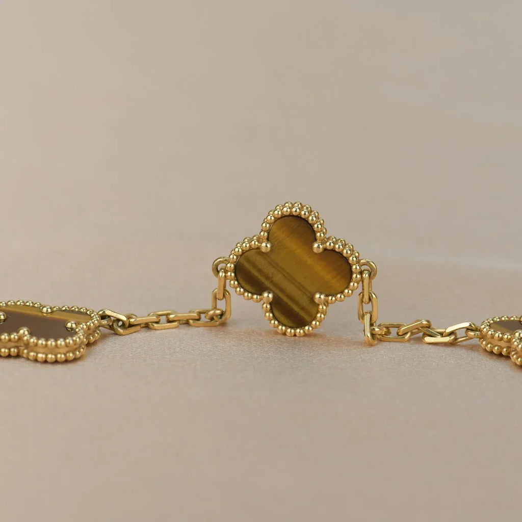 [MIRA]New  CLOVER 5 MOTIFS TIGER EYE BRACELET COLLECTION