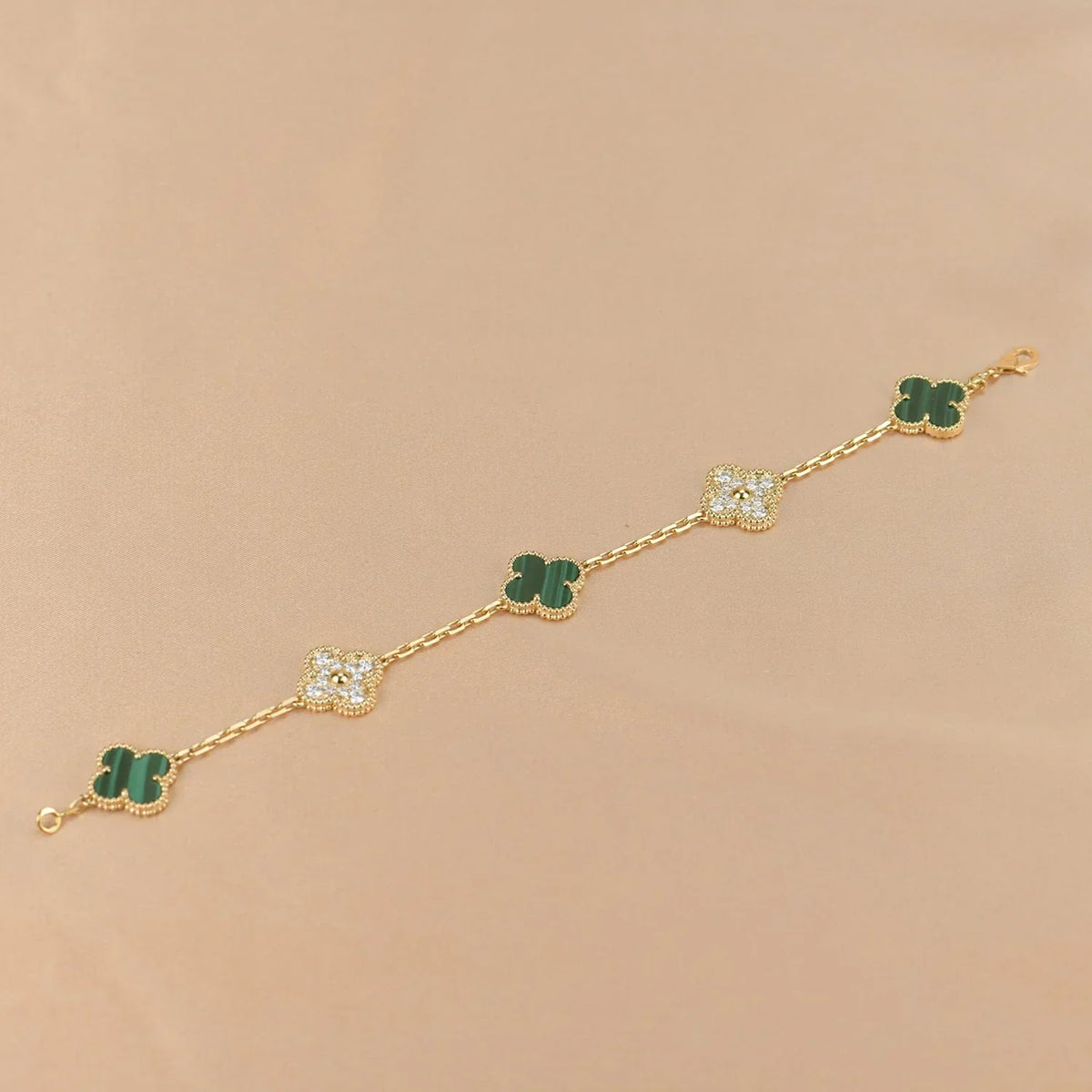 [MIRA]New  CLOVER 5 MOTIF MALACHITE BRACELET COLLECTION