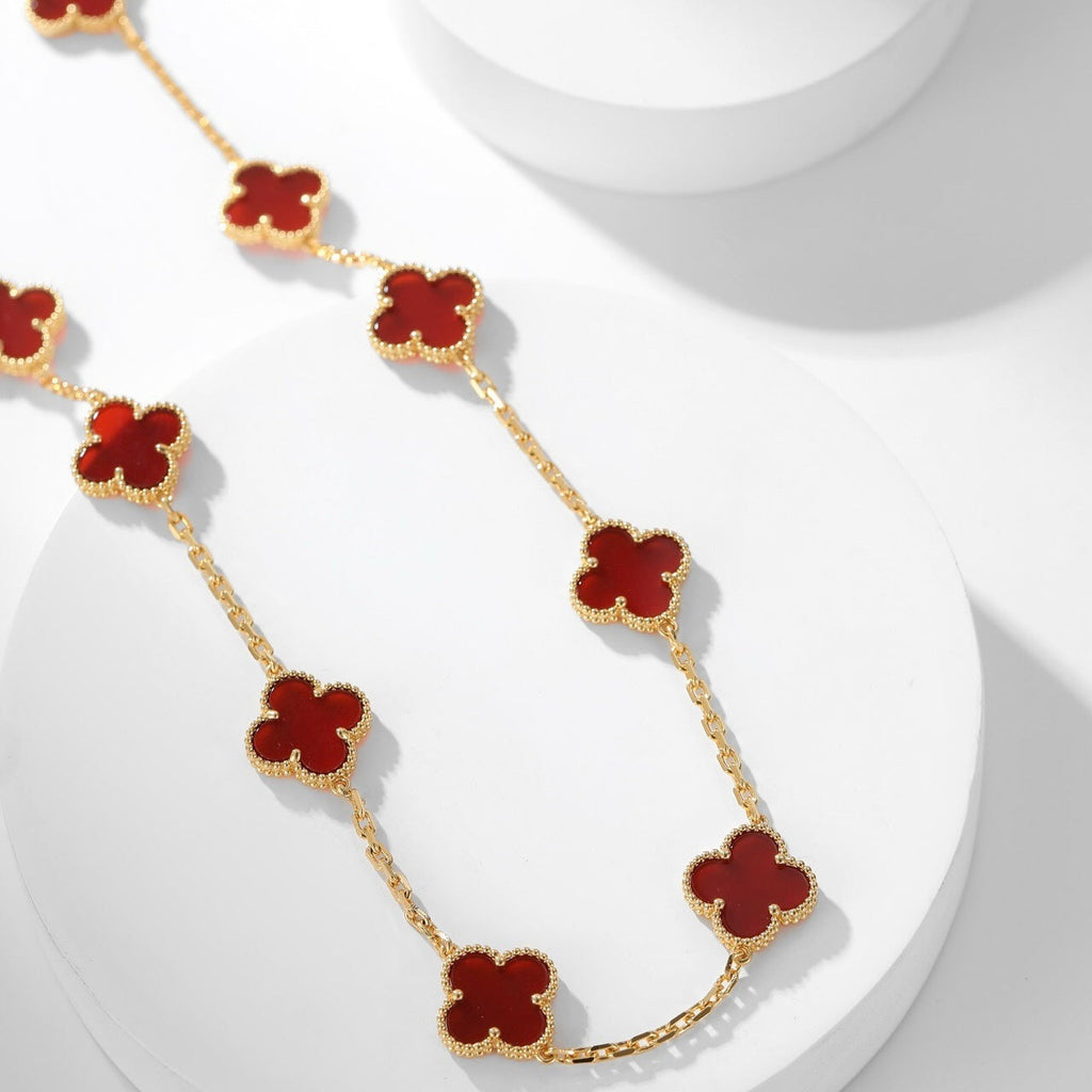 ??MIRA?¡¥CLOVER 10 MOTIFS CARNELIAN NECKLACE