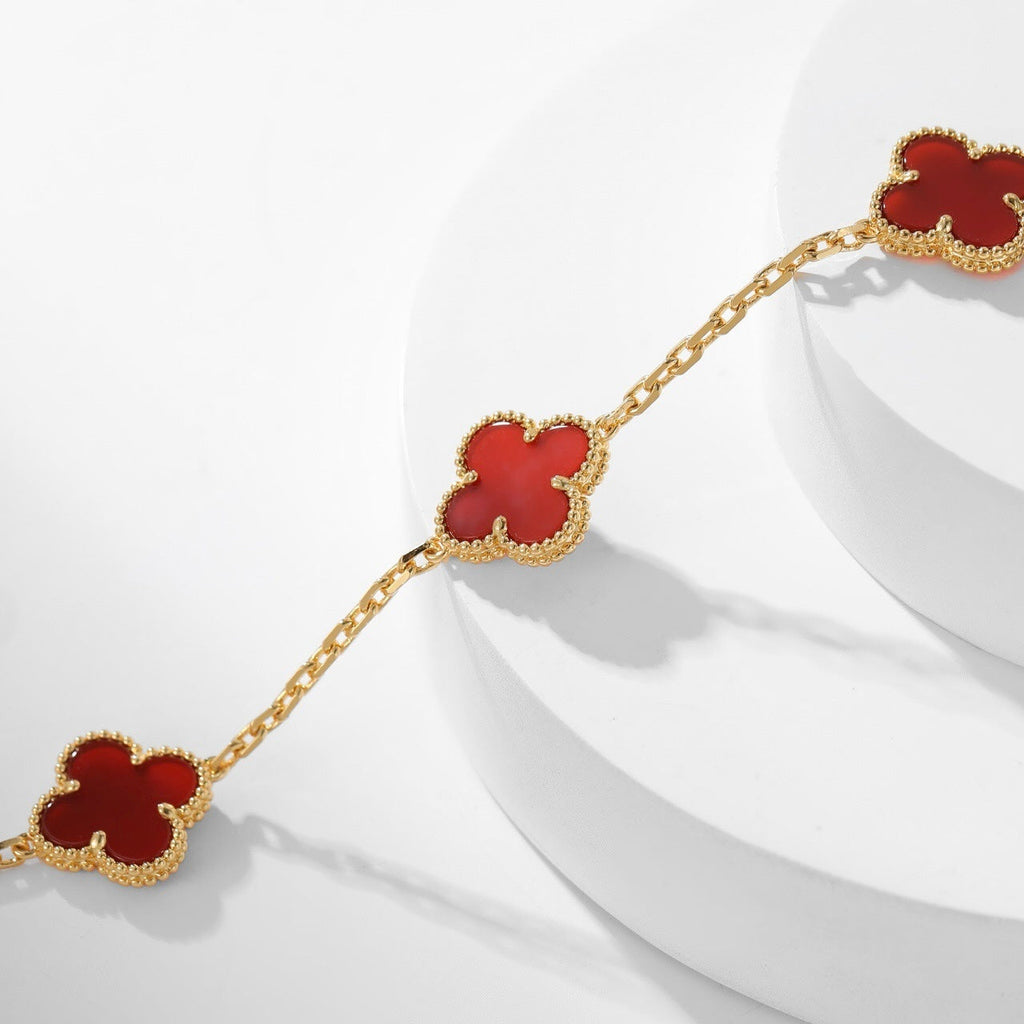 ??MIRA?¡¥CLOVER 10 MOTIFS CARNELIAN NECKLACE