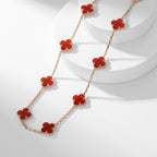 ??MIRA?¡¥CLOVER 10 MOTIFS CARNELIAN NECKLACE
