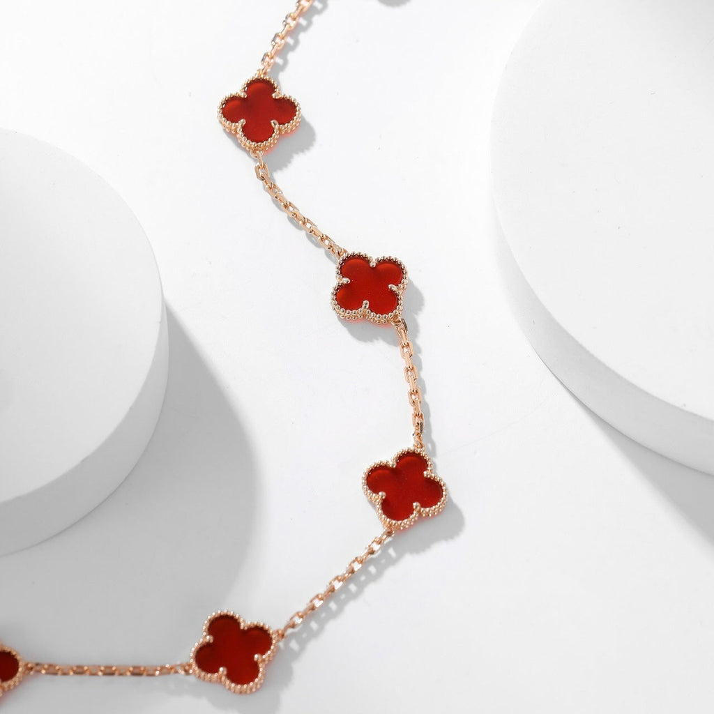??MIRA?¡¥CLOVER 10 MOTIFS CARNELIAN NECKLACE