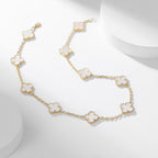 ??MIRA?¡¥CLOVER 10 MOTIFS WHITE MOTHER OF PEARL NECKLACE
