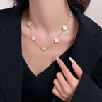 ??MIRA?¡¥CLOVER 10 MOTIFS WHITE MOTHER OF PEARL NECKLACE