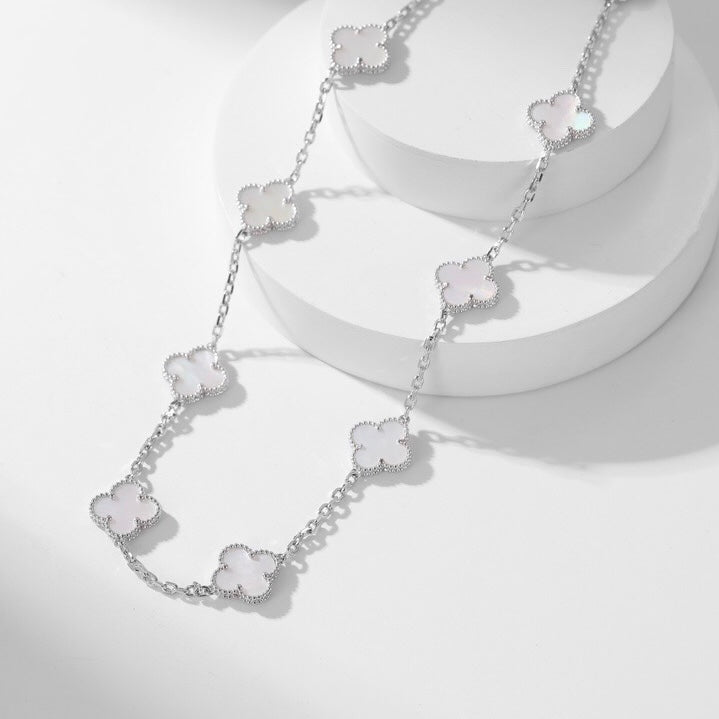 ??MIRA?¡¥CLOVER 10 MOTIFS WHITE MOTHER OF PEARL NECKLACE