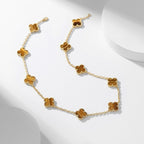 ??MIRA?¡¥CLOVER 10 MOTIFS TIGER EYE NECKLACE