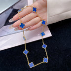 ??MIRA?¡¥CLOVER 10 MOTIFS BLUE AGATE NECKLACE