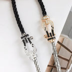 ??MIRA?¡¥FORCE LARGE HORSESHOE BLACK WHITE DIAMOND BRACELET SILVER