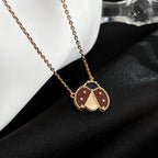 ??MIRA?¡¥LUCKY  CARNELIANS LADYBUG NECKLACE