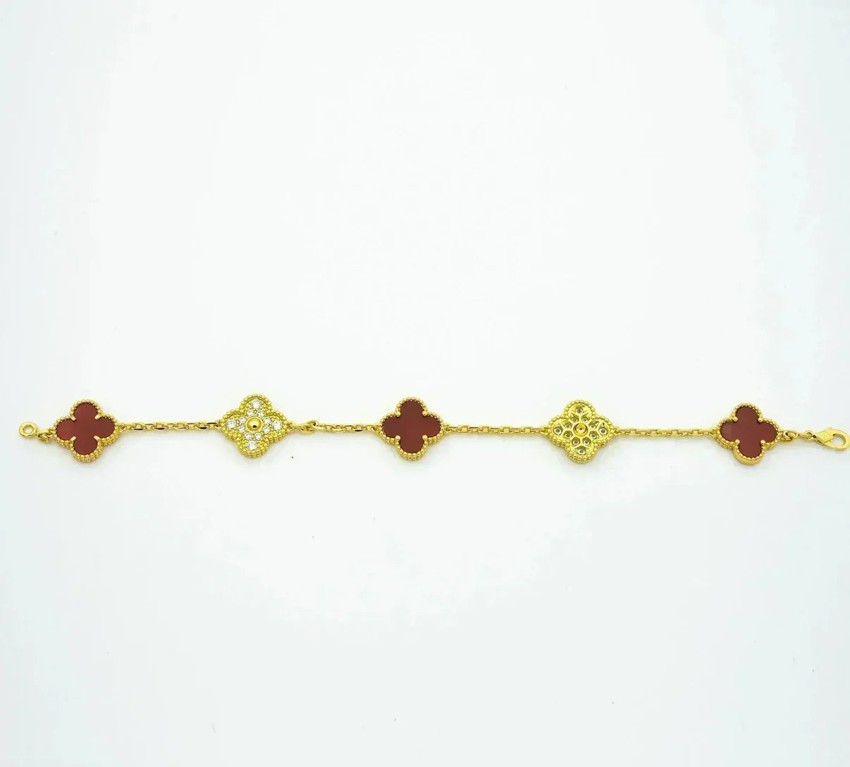 [MIRA]New  CLOVER 5 MOTIF RED CORNELIAN BRACELET COLLECTION
