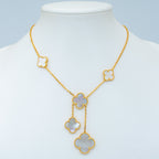 ??MIRA?¡¥CLOVER MOTHER OF PEARL NECKLACE 6 MOTIF