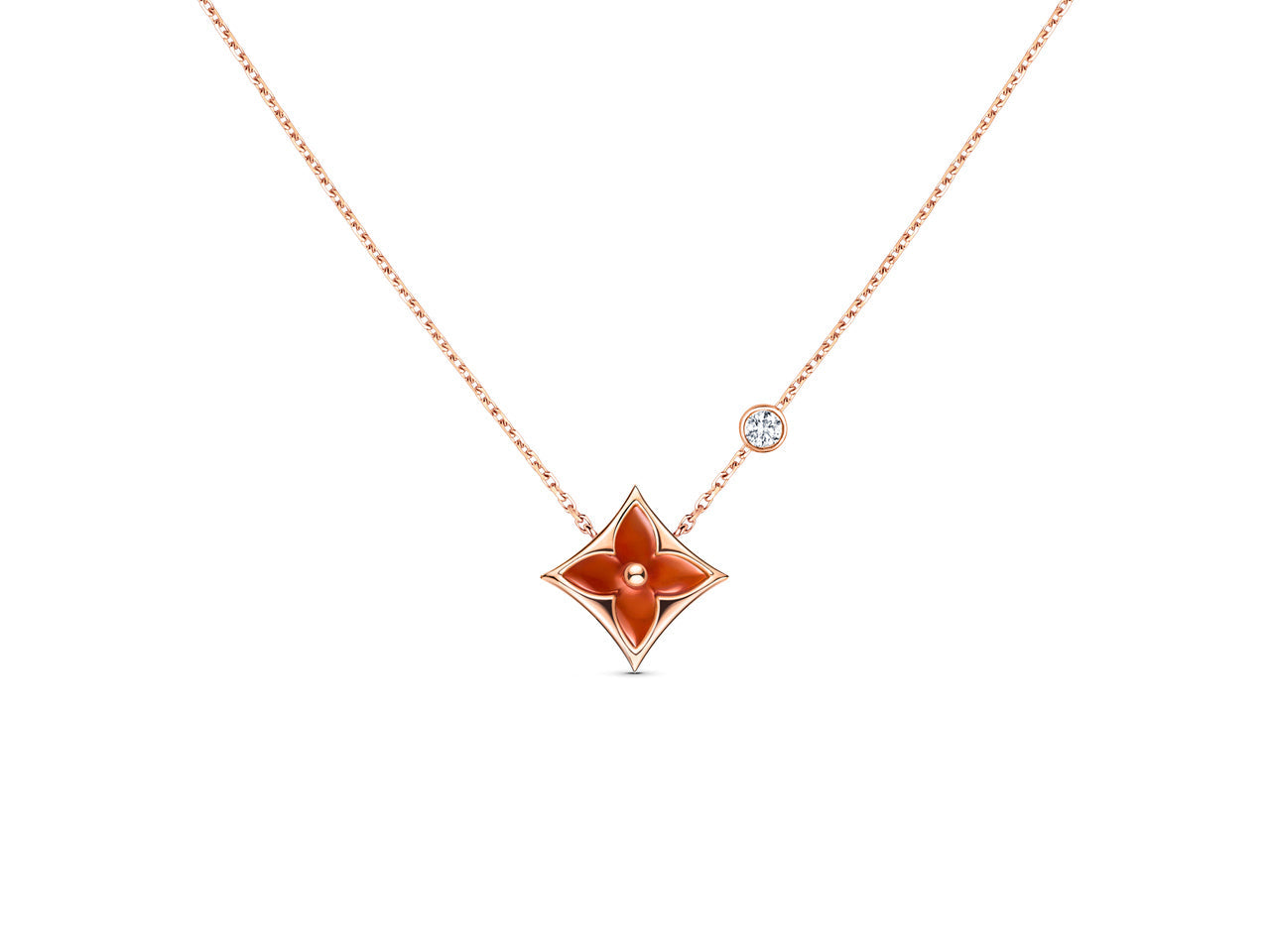 ??MIRA?¡¥STAR NECKLACE PINK GOLD 1 DIAMOND