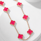 [MIRA] NEW CLOVER 10 MOTIFS PINK ENAMEL NECKLACE