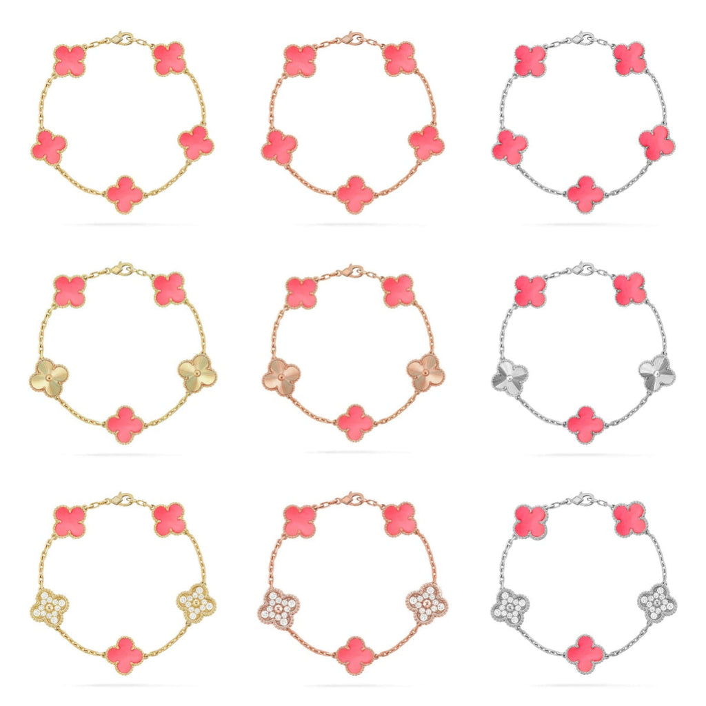 [MIRA]New  CLOVER 5 MOTIFS  PINK MOP BRACELET COLLECTION