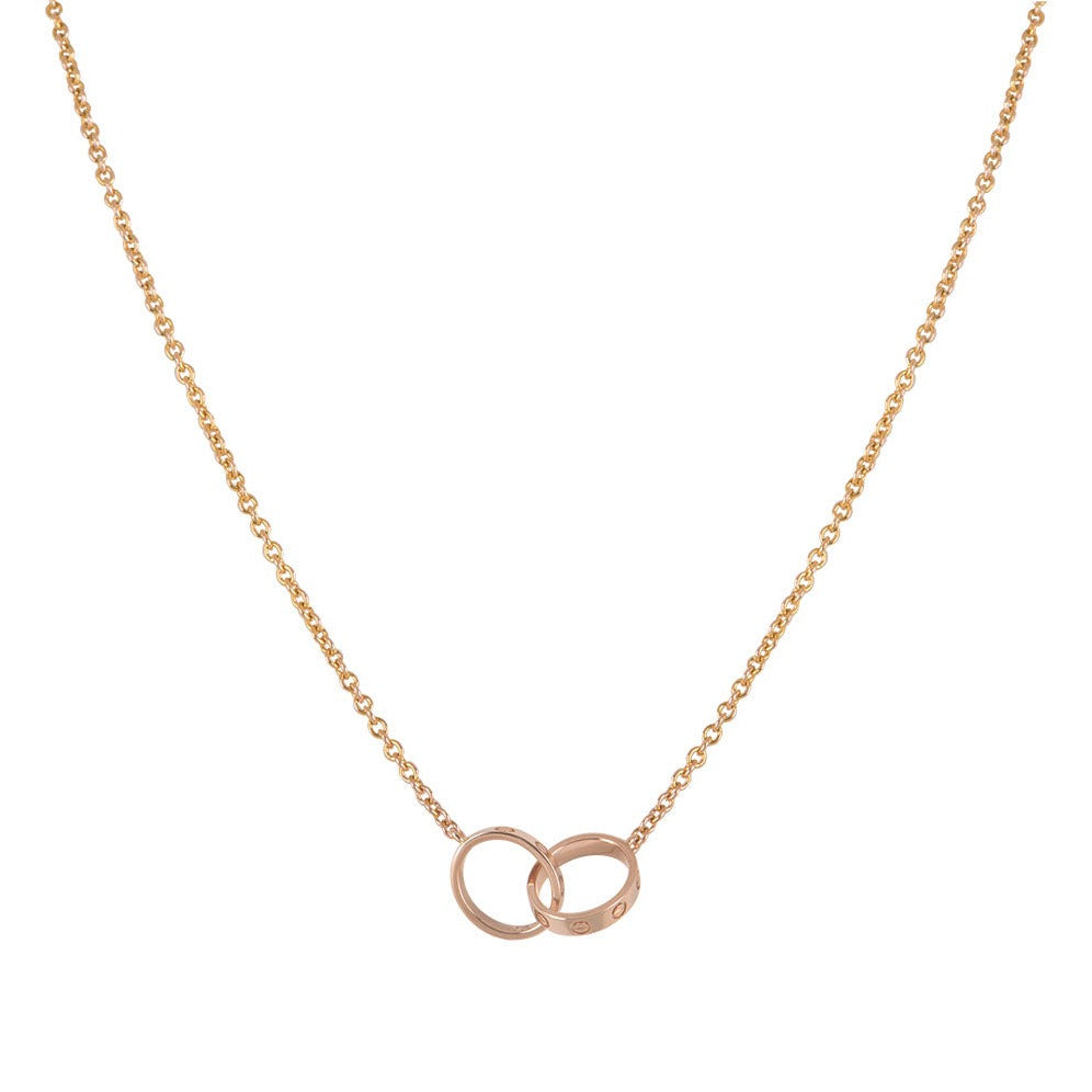 ??MIRA?¡¥LOVE NECKLACE DOUBLE RING PINK GOLD