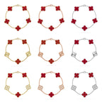 [MIRA]New  CLOVER 5 MOTIF RED CORNELIAN BRACELET COLLECTION
